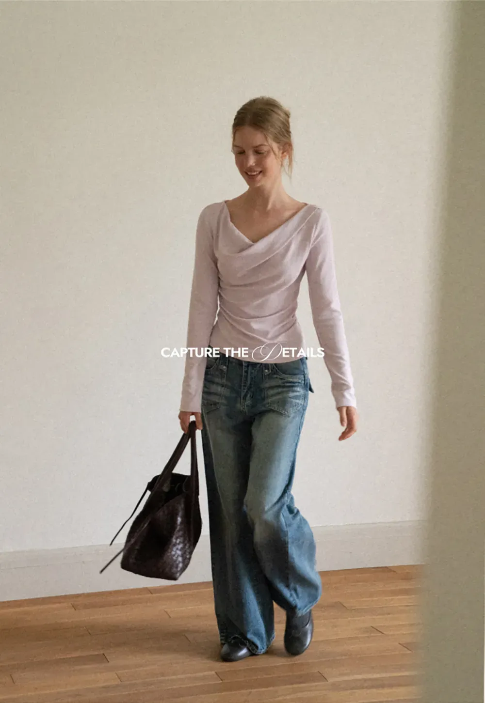 Asymmetrical Draped Neck Long Sleeve T Shirt