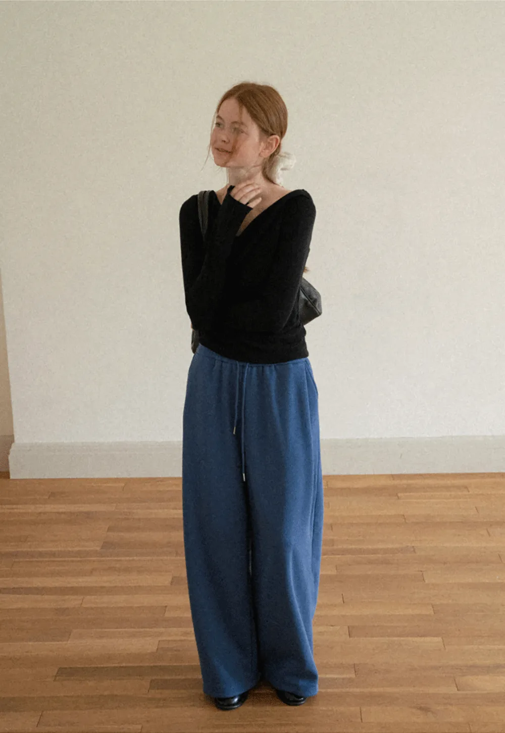 Asymmetrical Draped Neck Long Sleeve T Shirt