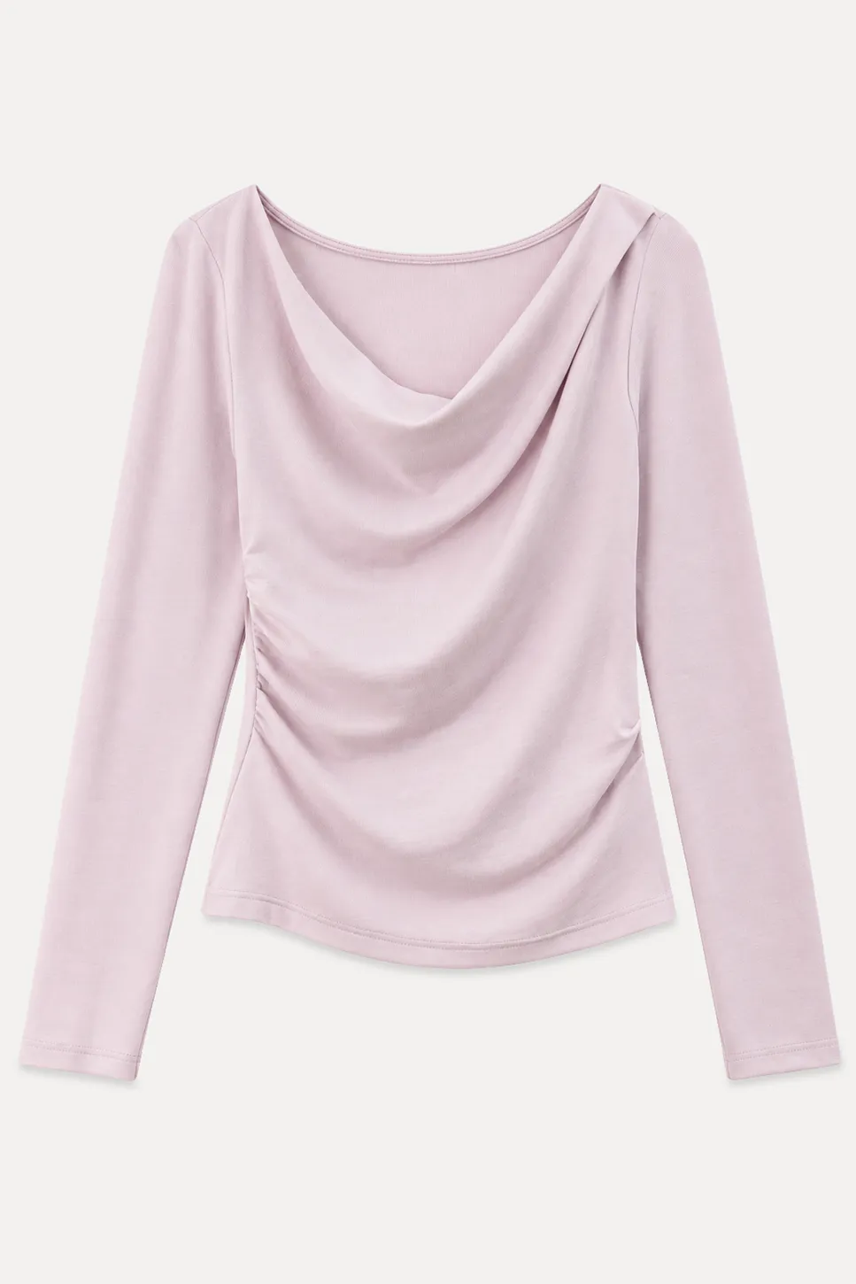 Asymmetrical Draped Neck Long Sleeve T Shirt