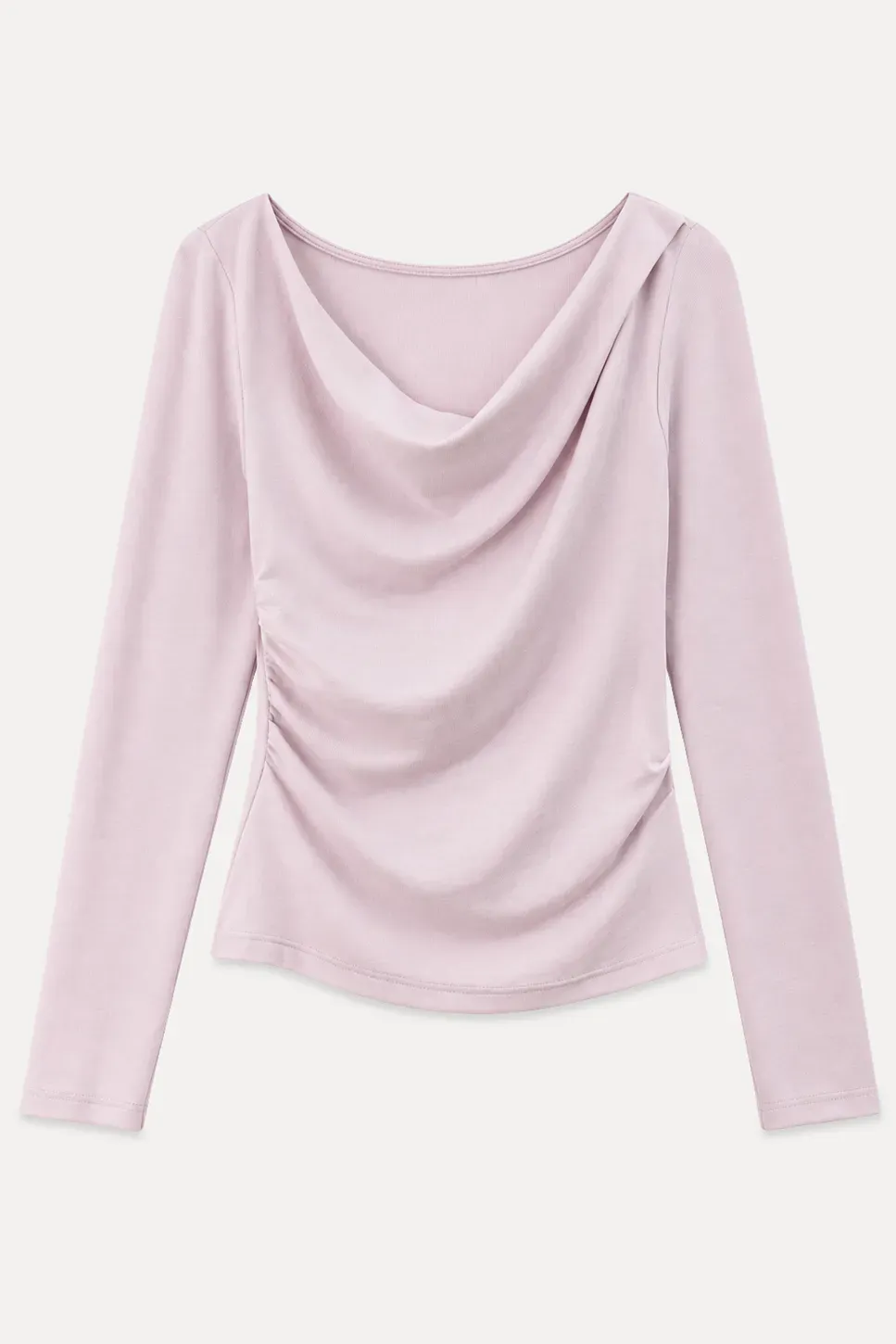 Asymmetrical Draped Neck Long Sleeve T Shirt