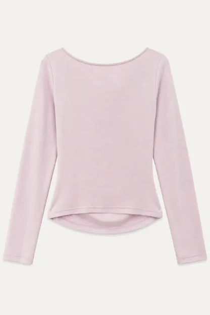 Asymmetrical Draped Neck Long Sleeve T Shirt