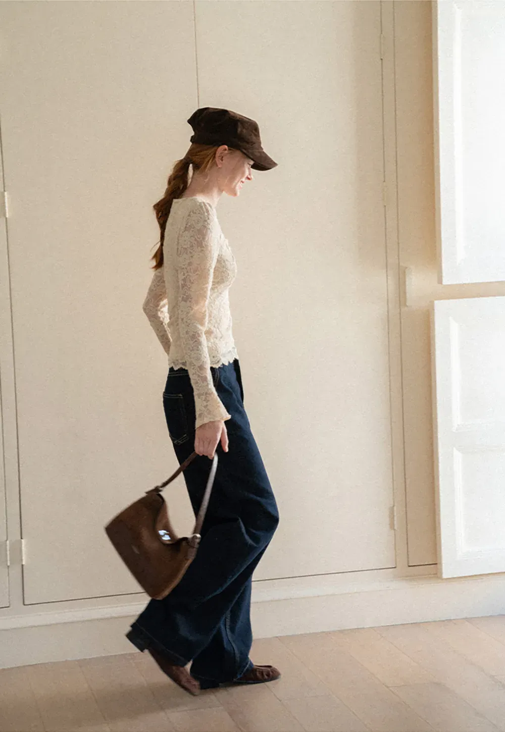Lace Long Sleeve Square Neck Top