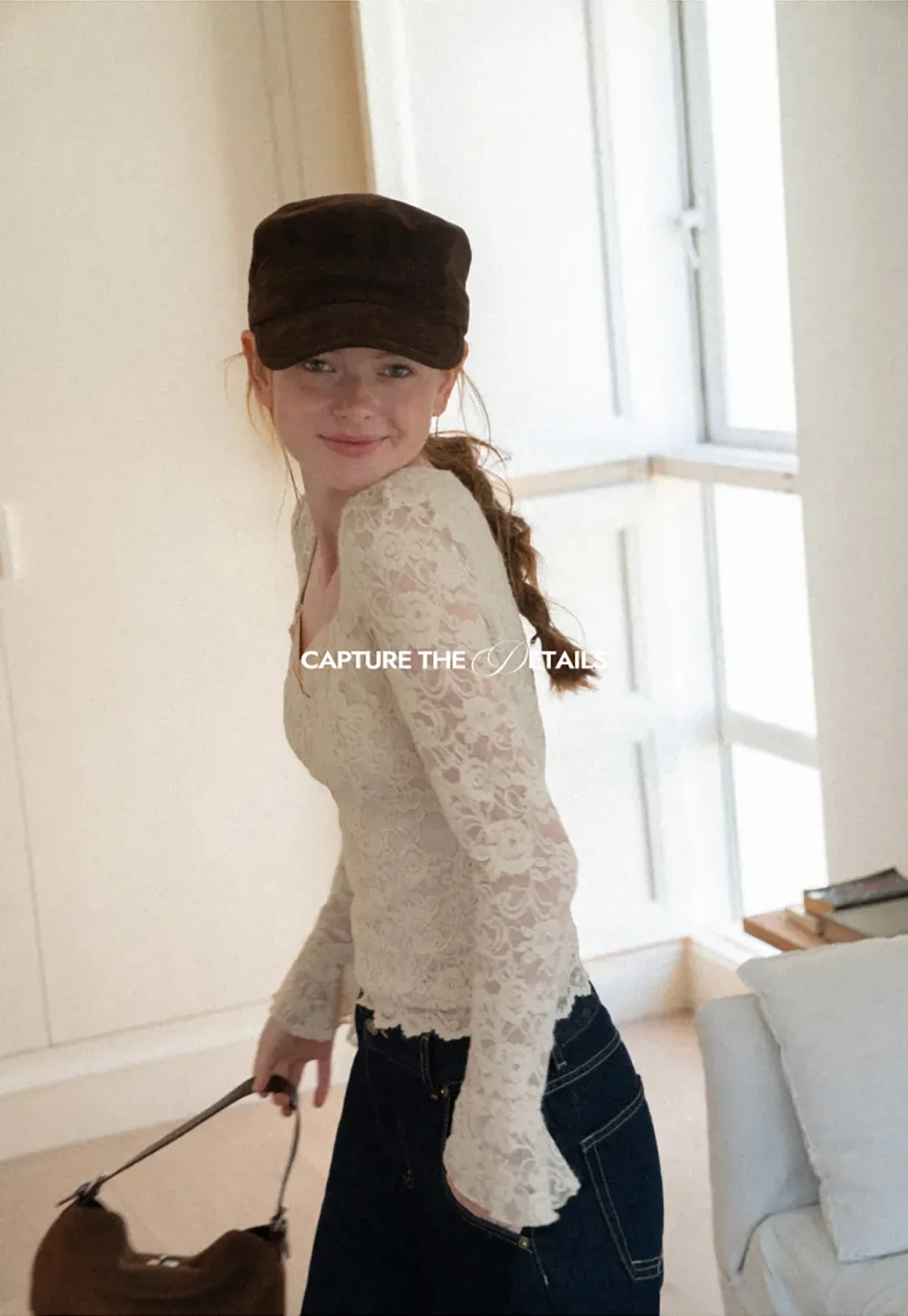 Lace Long Sleeve Square Neck Top