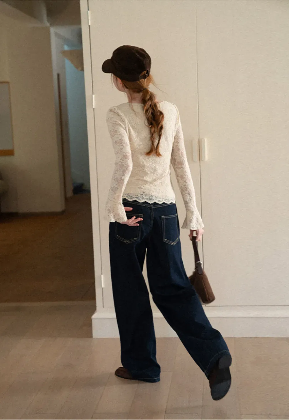 Lace Long Sleeve Square Neck Top
