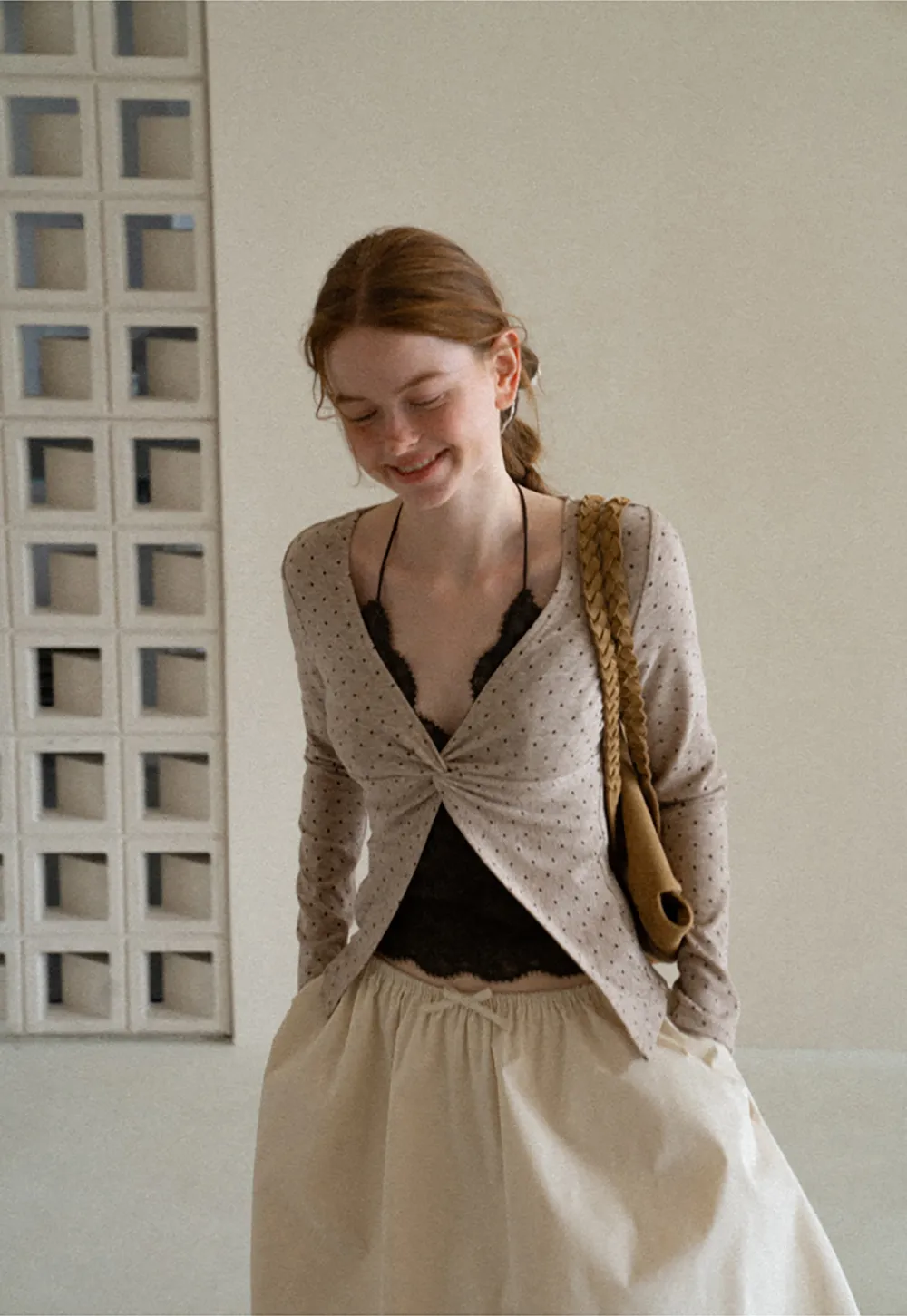 Lace Trim V Neck Cropped Knit Top