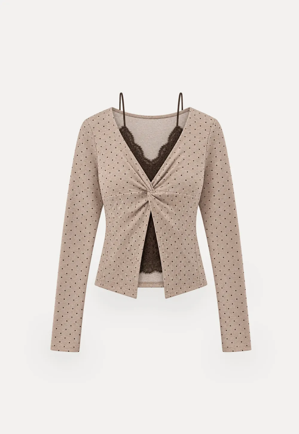 Lace Trim V Neck Cropped Knit Top