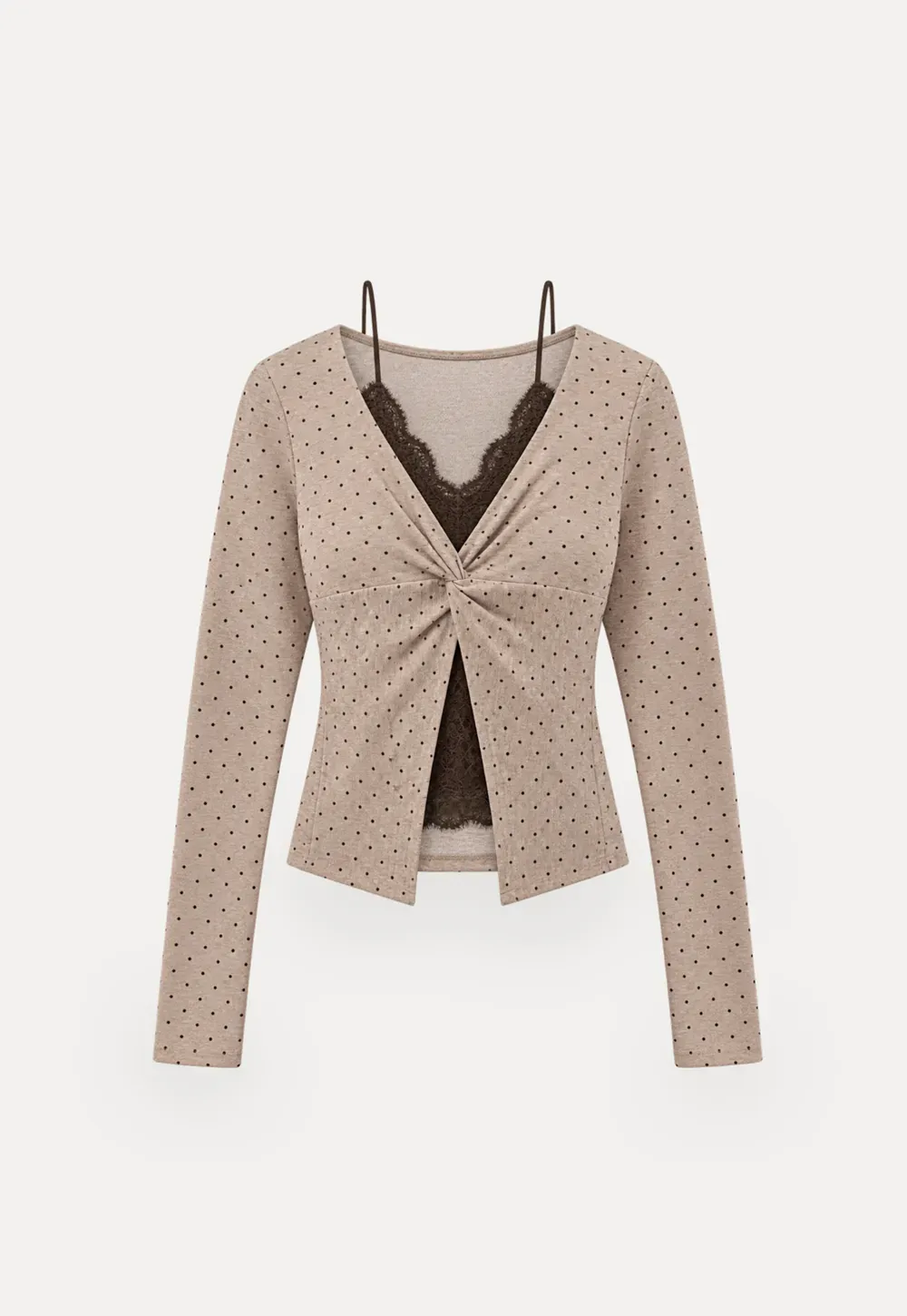 Lace Trim V Neck Cropped Knit Top