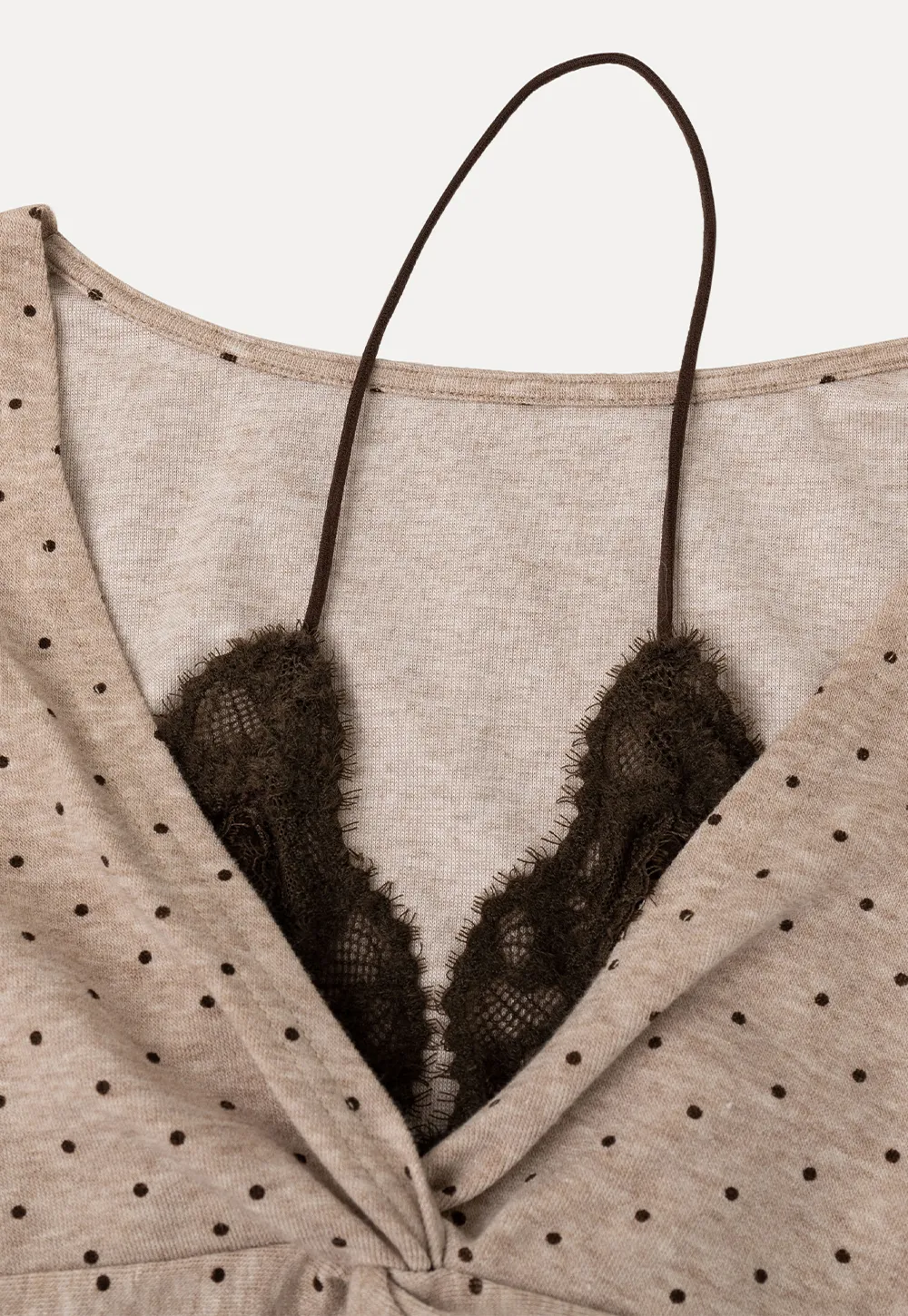Lace Trim V Neck Cropped Knit Top