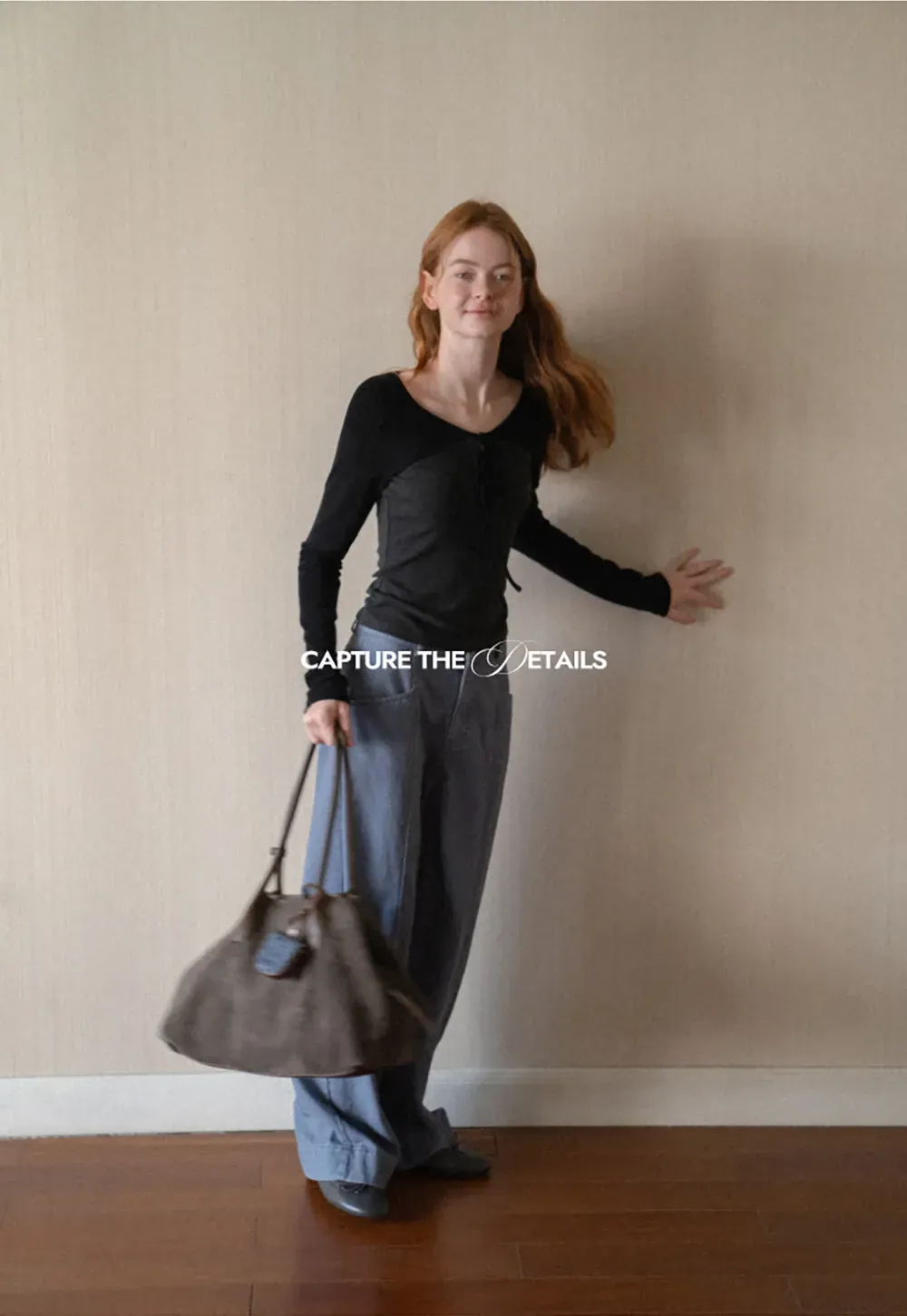 Contrast Panel Top with Tie Neck Detail