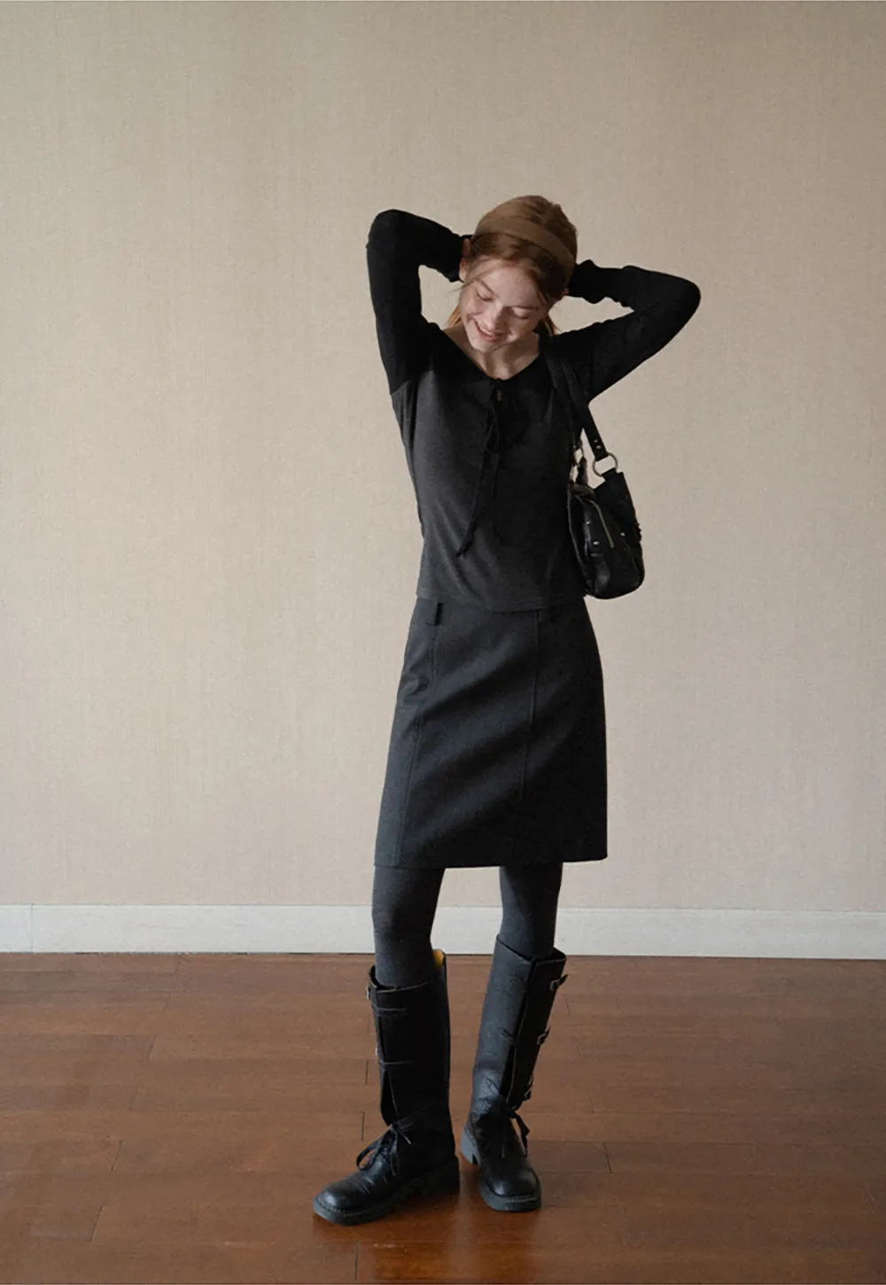 Contrast Panel Top with Tie Neck Detail