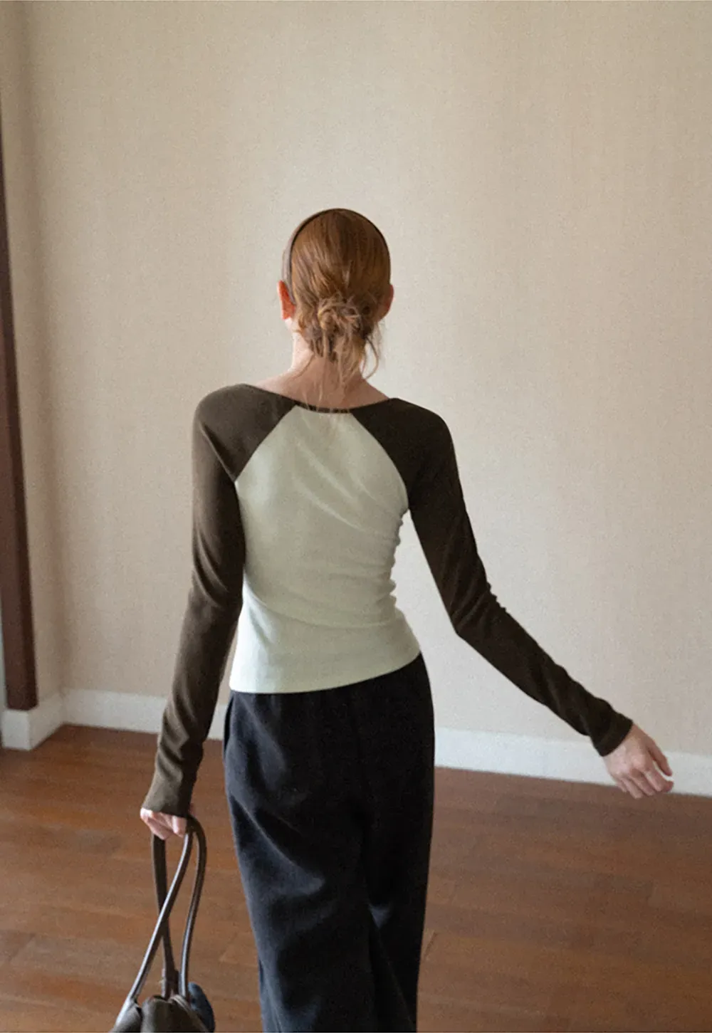 Contrast Panel Top with Tie Neck Detail