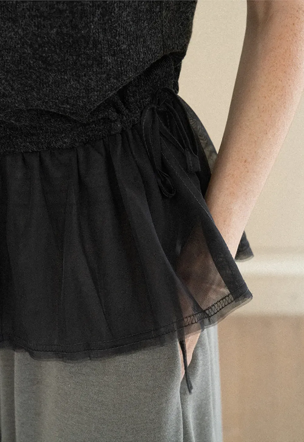 Asymmetrical Draped Layered Knit Top