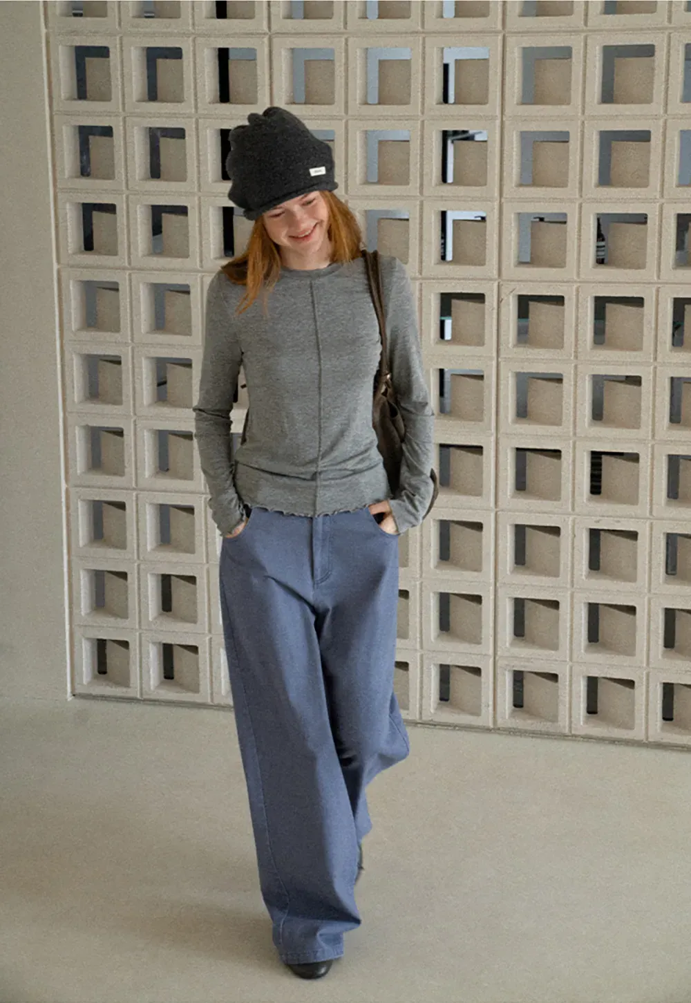 Seam Detail Long Sleeve Crew Neck Top