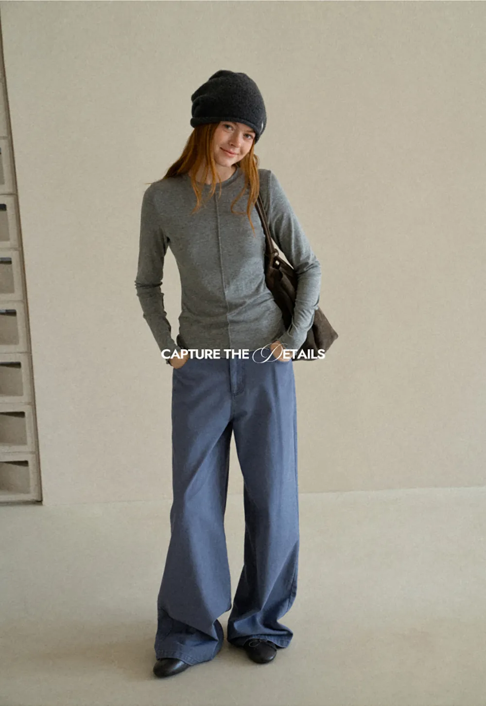 Seam Detail Long Sleeve Crew Neck Top