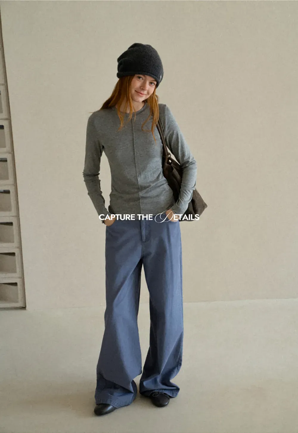 Seam Detail Long Sleeve Crew Neck Top
