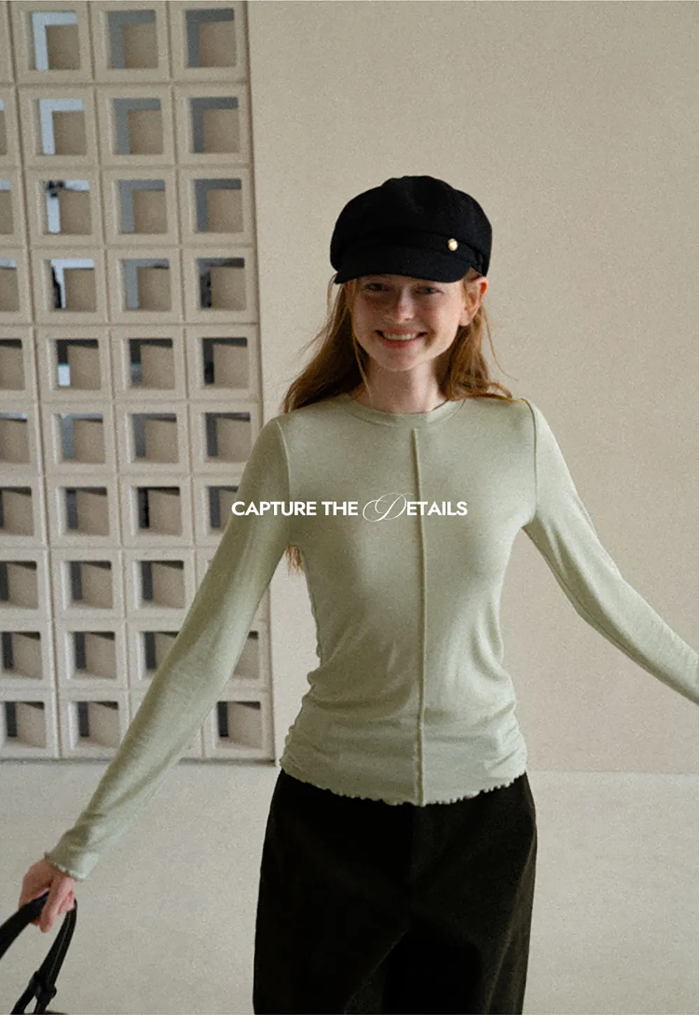 Seam Detail Long Sleeve Crew Neck Top