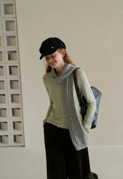 Seam Detail Long Sleeve Crew Neck Top