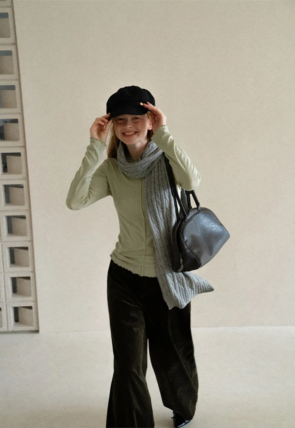 Seam Detail Long Sleeve Crew Neck Top