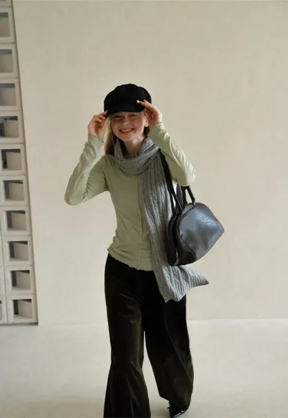 Seam Detail Long Sleeve Crew Neck Top