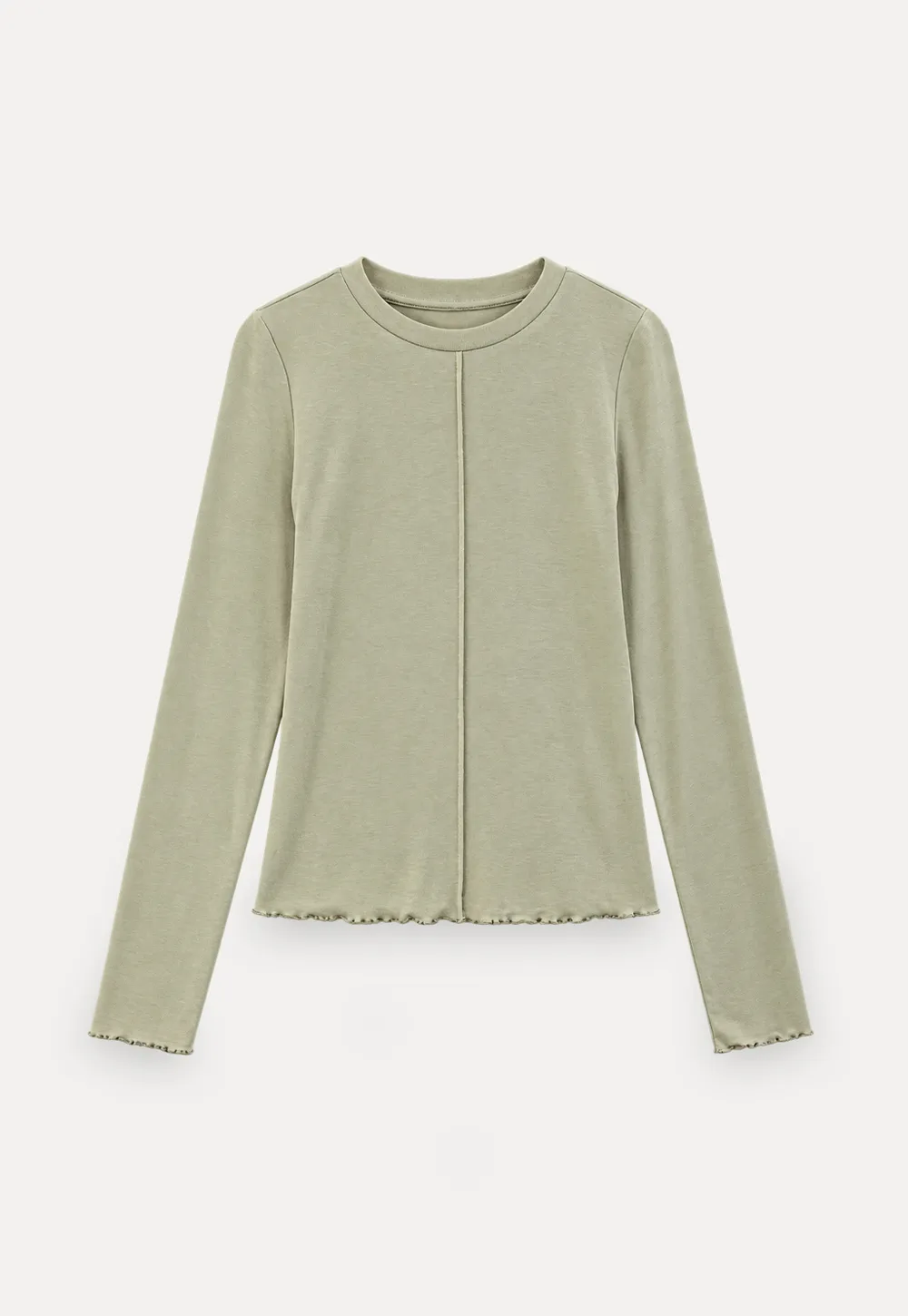 Seam Detail Long Sleeve Crew Neck Top