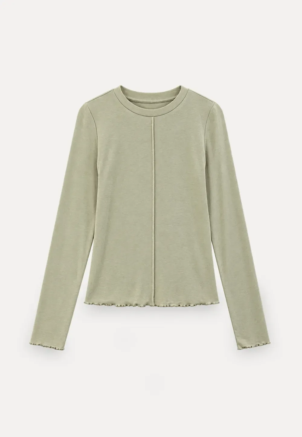 Seam Detail Long Sleeve Crew Neck Top
