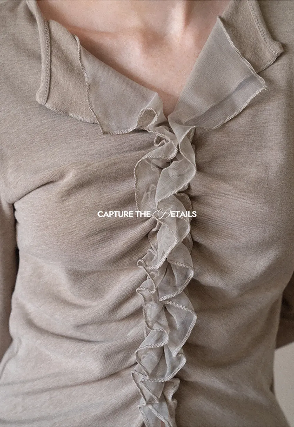 Ruched Front V Neck Long Sleeve Top