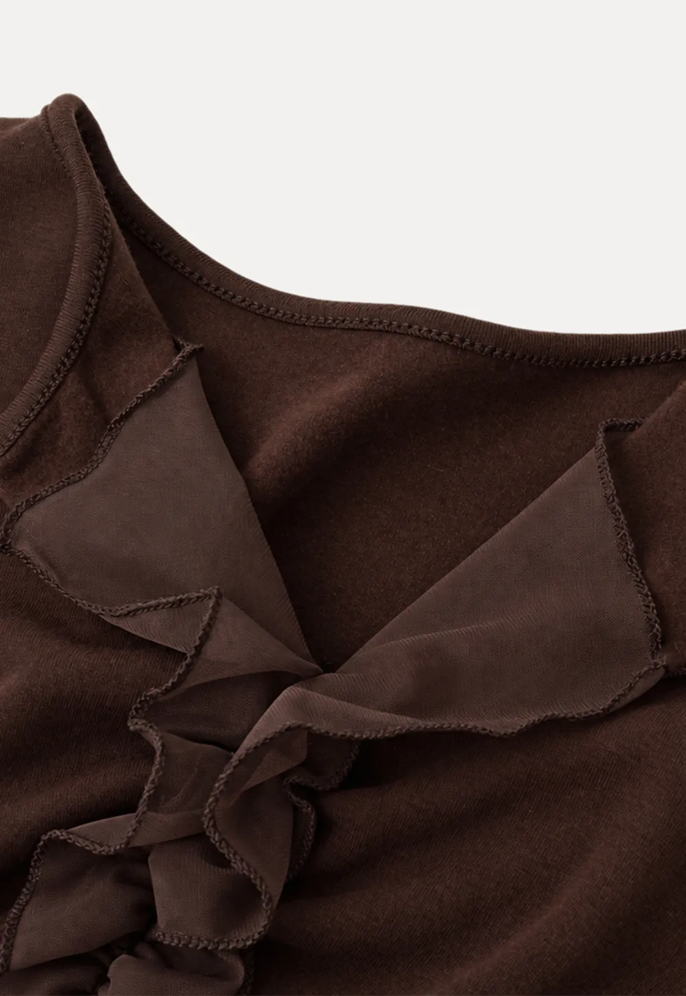 Ruched Front V Neck Long Sleeve Top