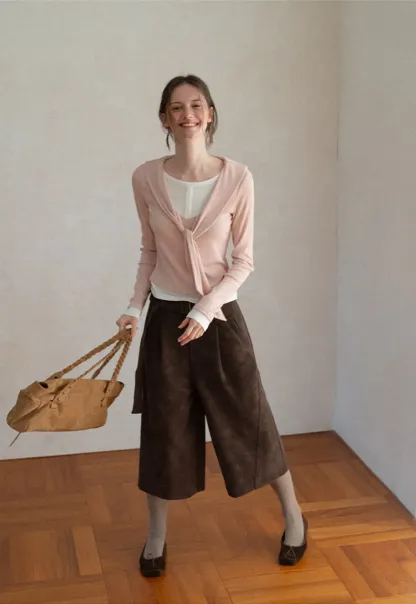 Knotted Front Wrap Cardigan Top