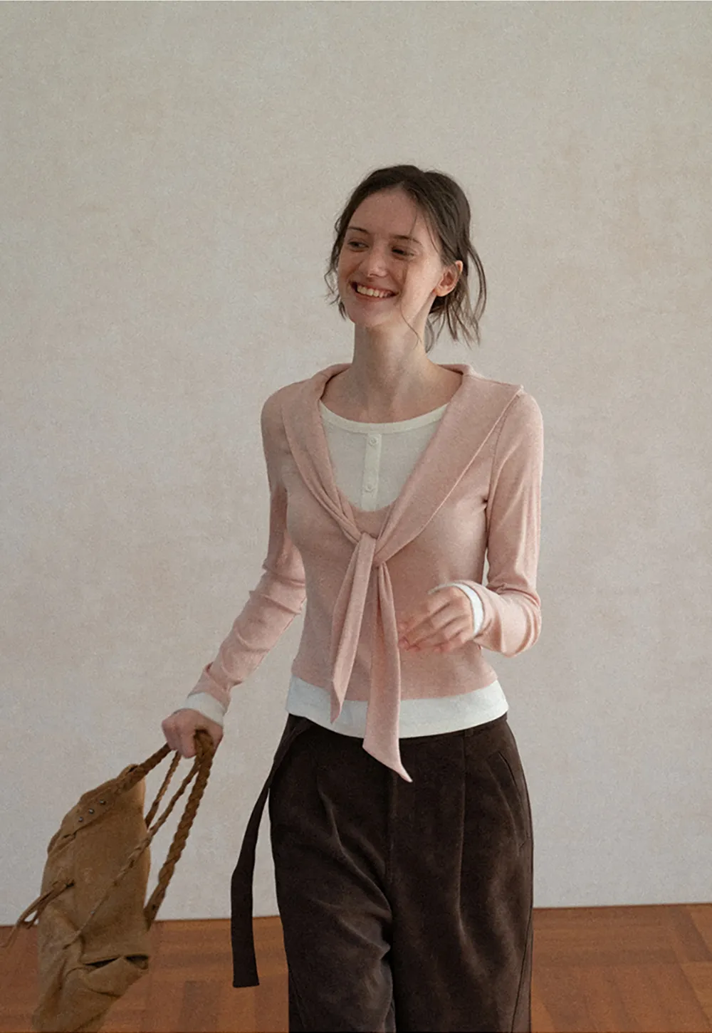 Knotted Front Wrap Cardigan Top
