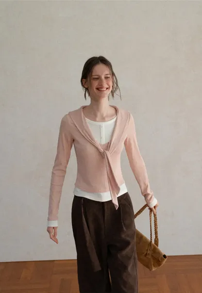 Knotted Front Wrap Cardigan Top