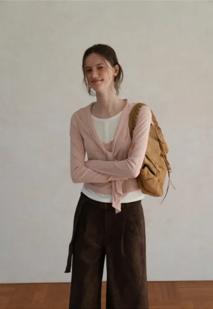 Knotted Front Wrap Cardigan Top