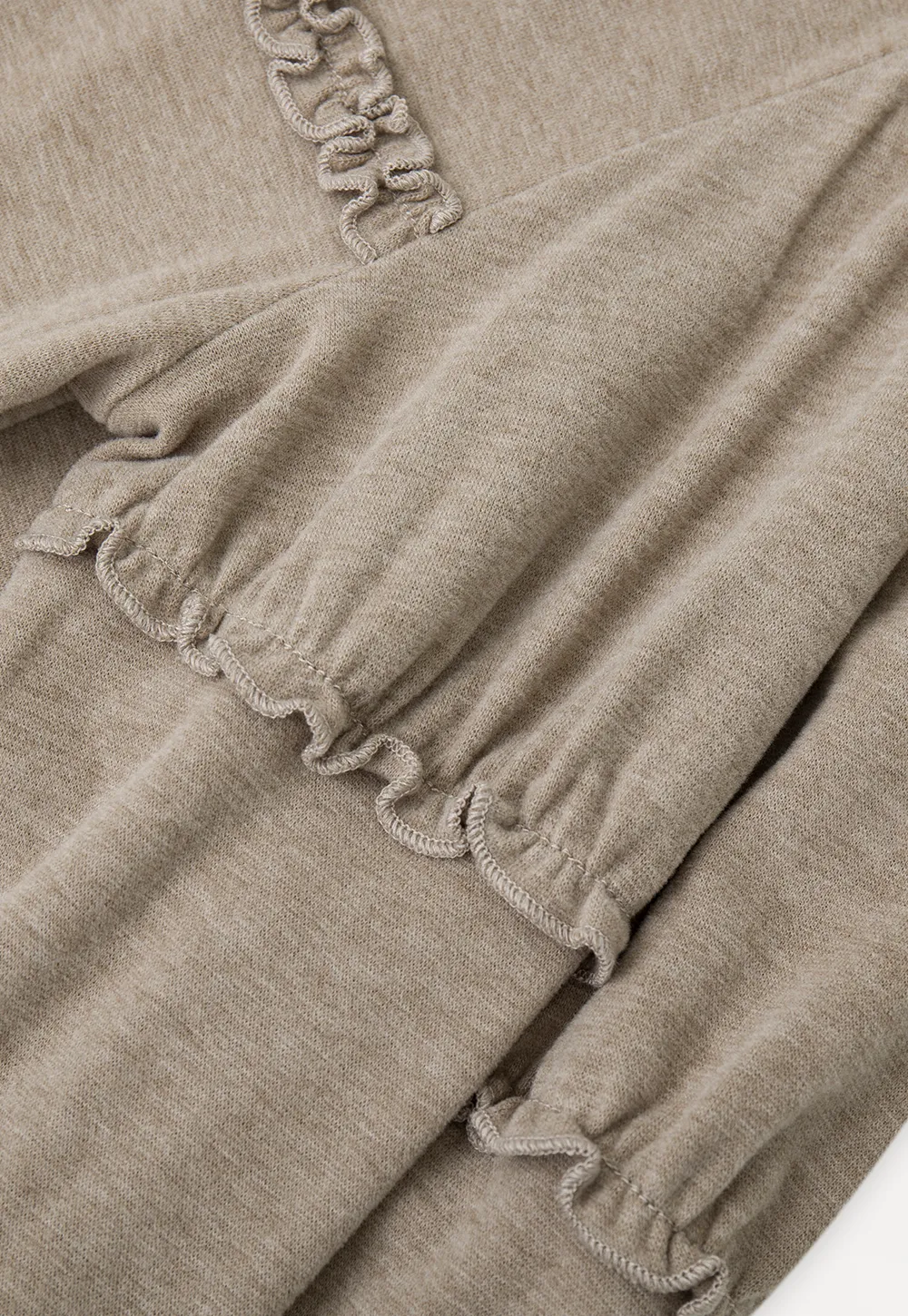 Ruffled Trim High Neck Long Sleeve Top