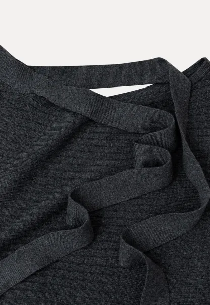 Cutout Shoulder Ribbed Knit Sweater