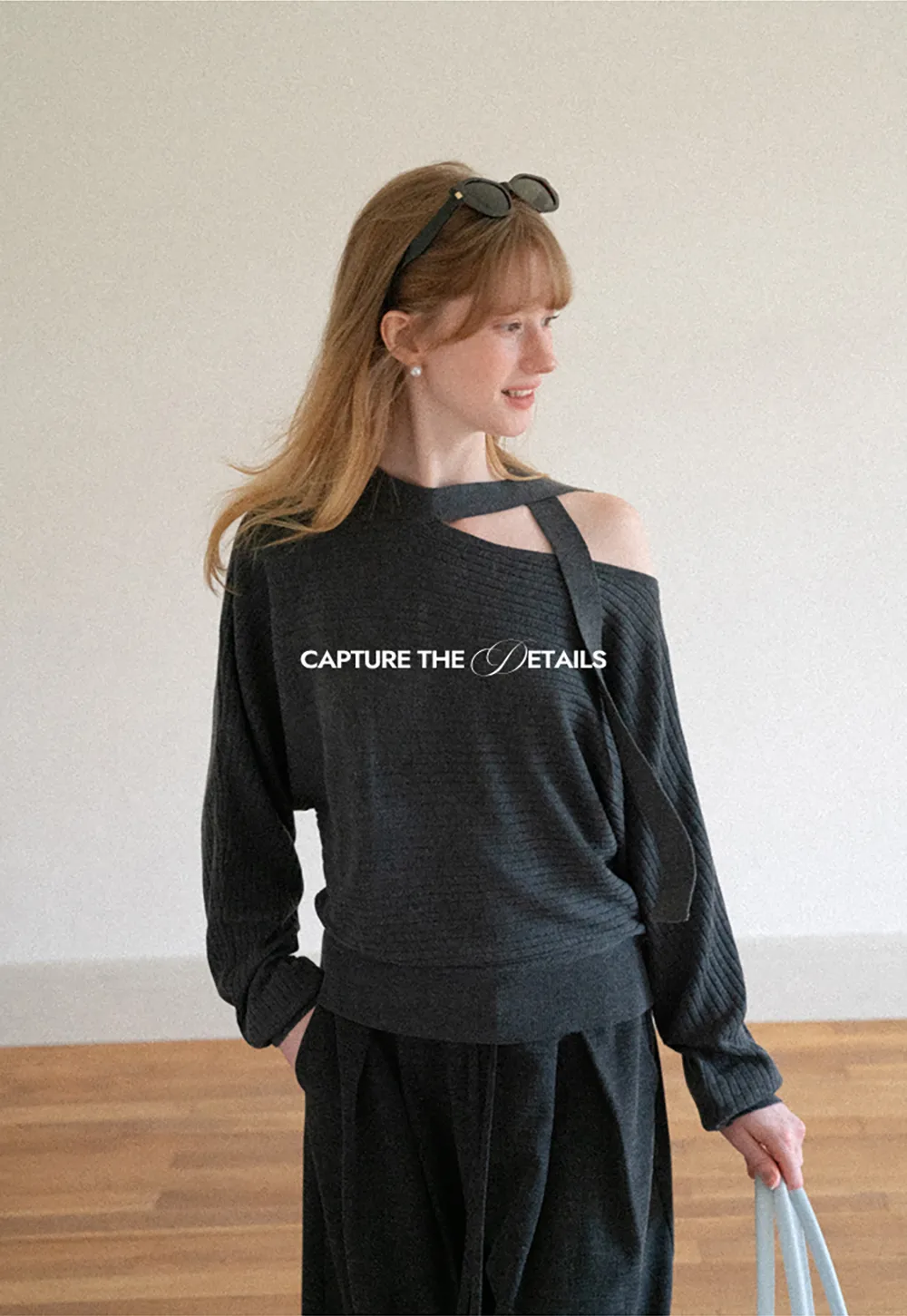 Cutout Shoulder Ribbed Knit Sweater