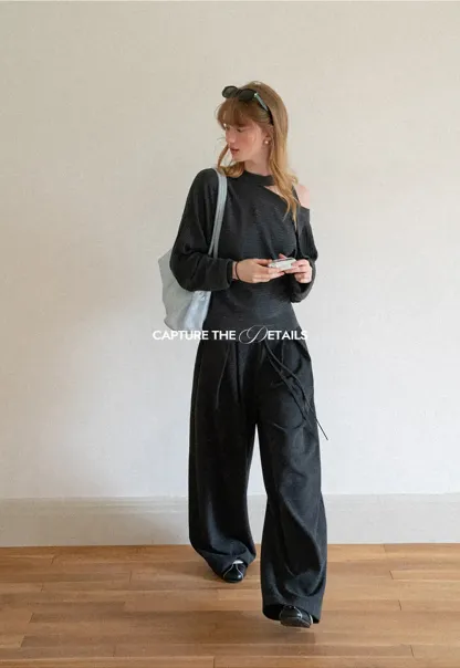 Cutout Shoulder Ribbed Knit Sweater