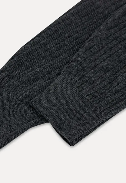 Cutout Shoulder Ribbed Knit Sweater
