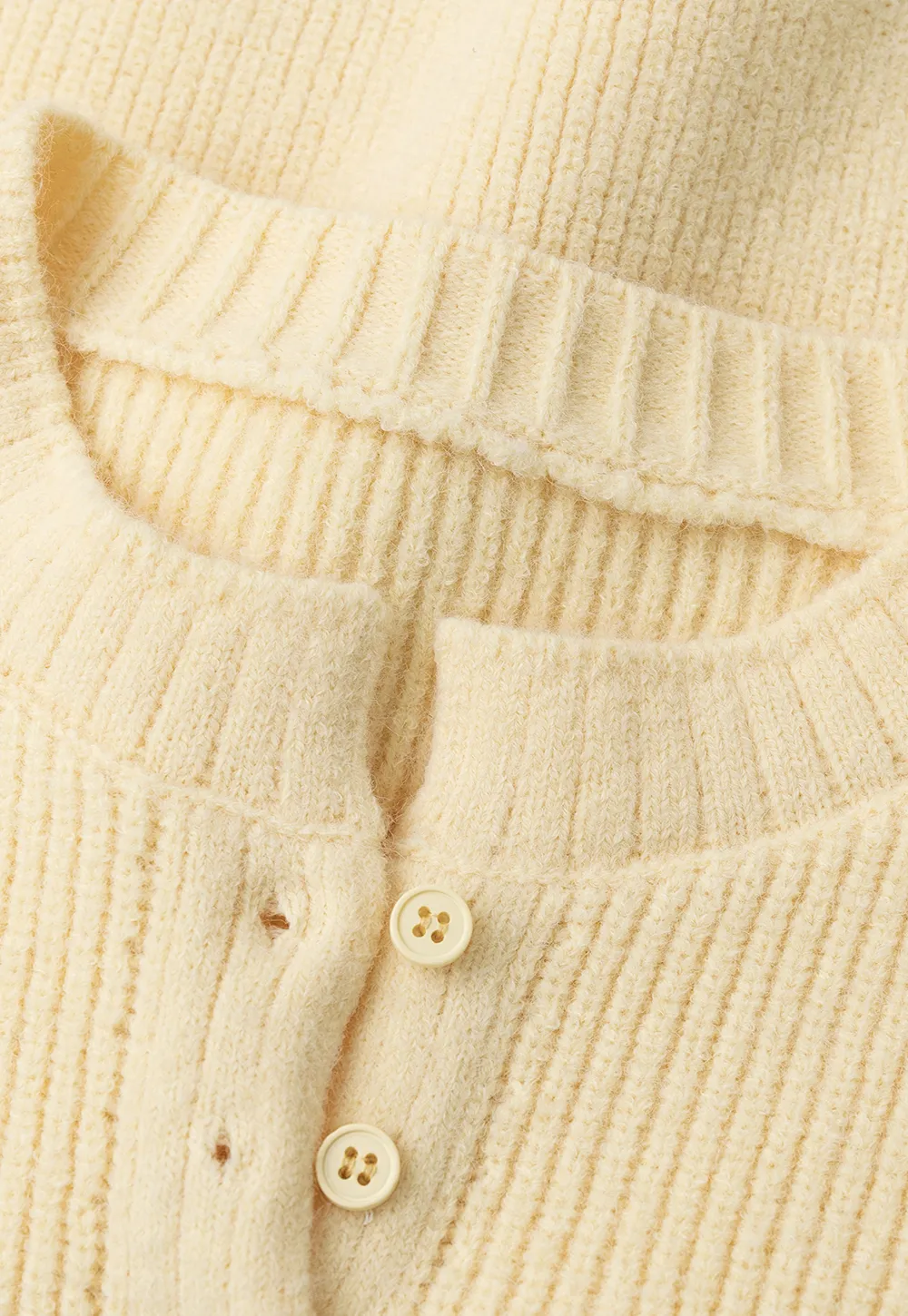 Ribbed Knit Henley Neck Sweater