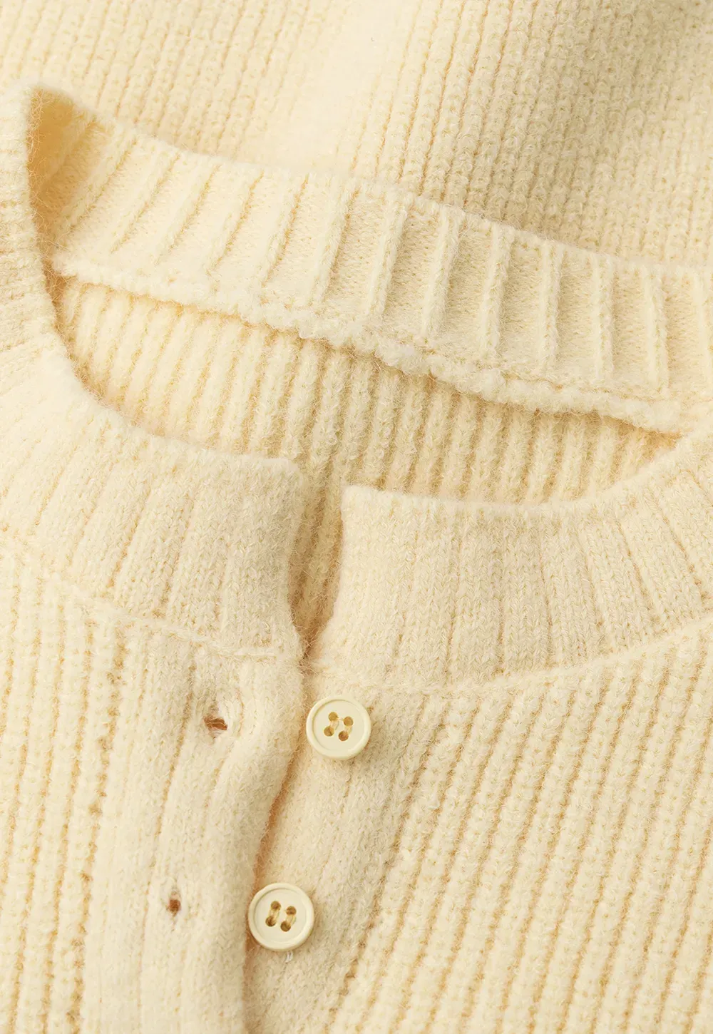 Ribbed Knit Henley Neck Sweater