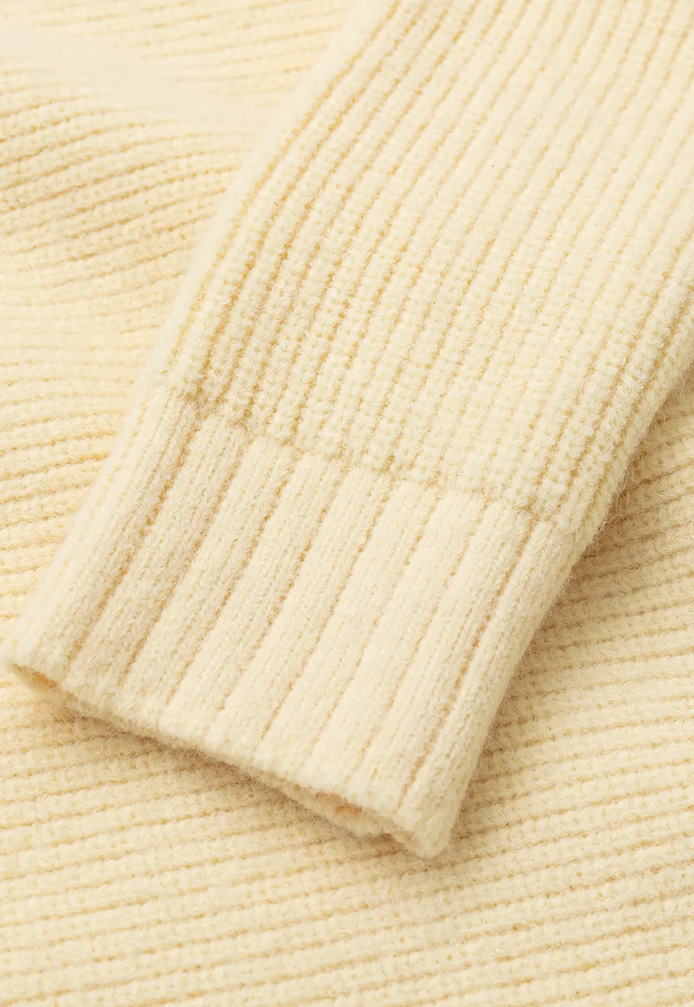 Ribbed Knit Henley Neck Sweater