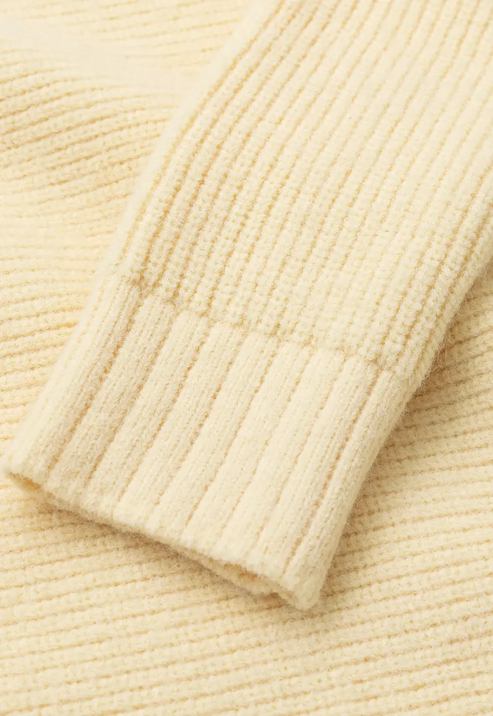 Ribbed Knit Henley Neck Sweater