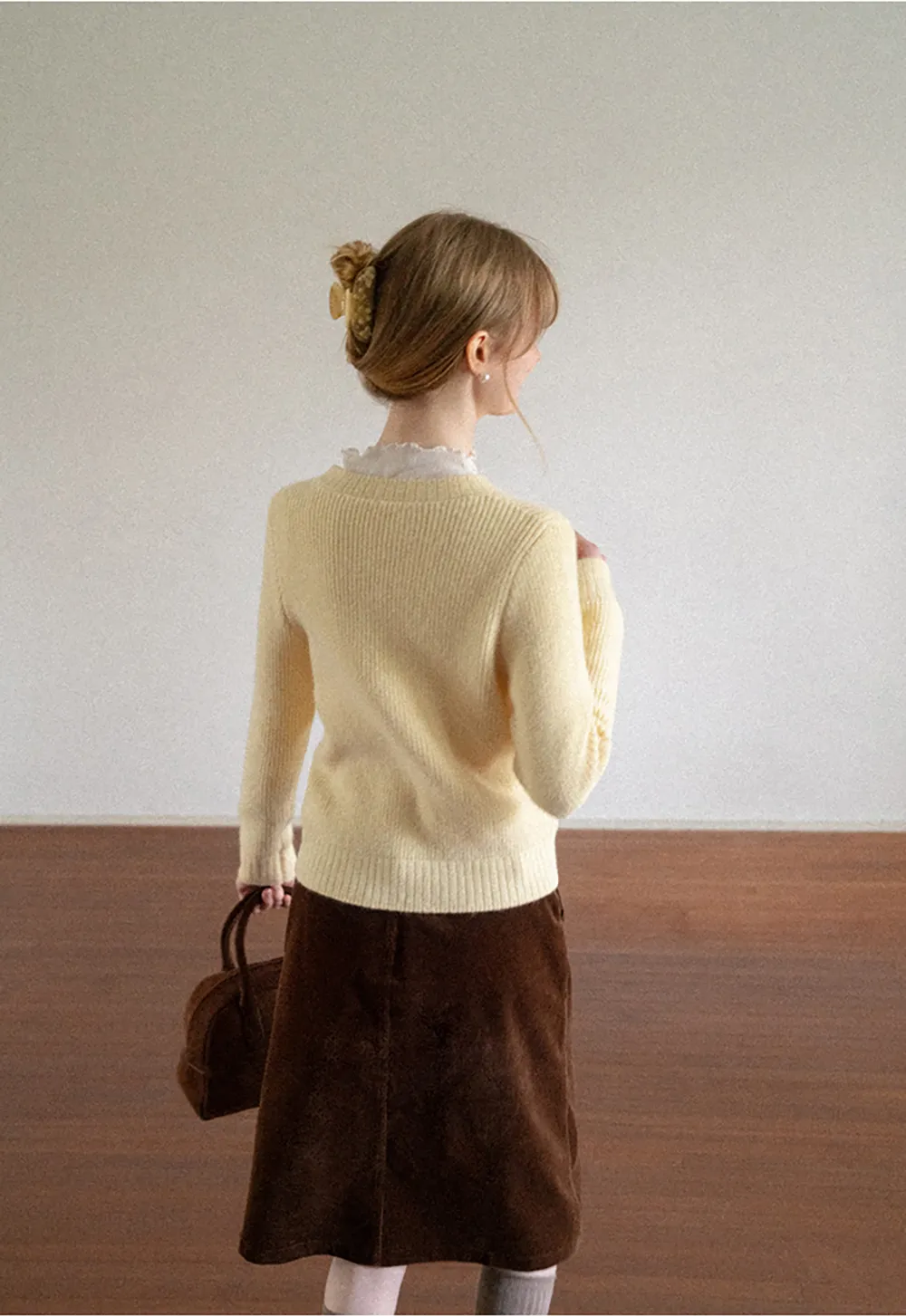 Ribbed Knit Henley Neck Sweater