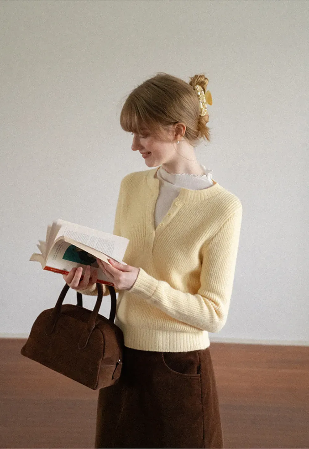 Ribbed Knit Henley Neck Sweater