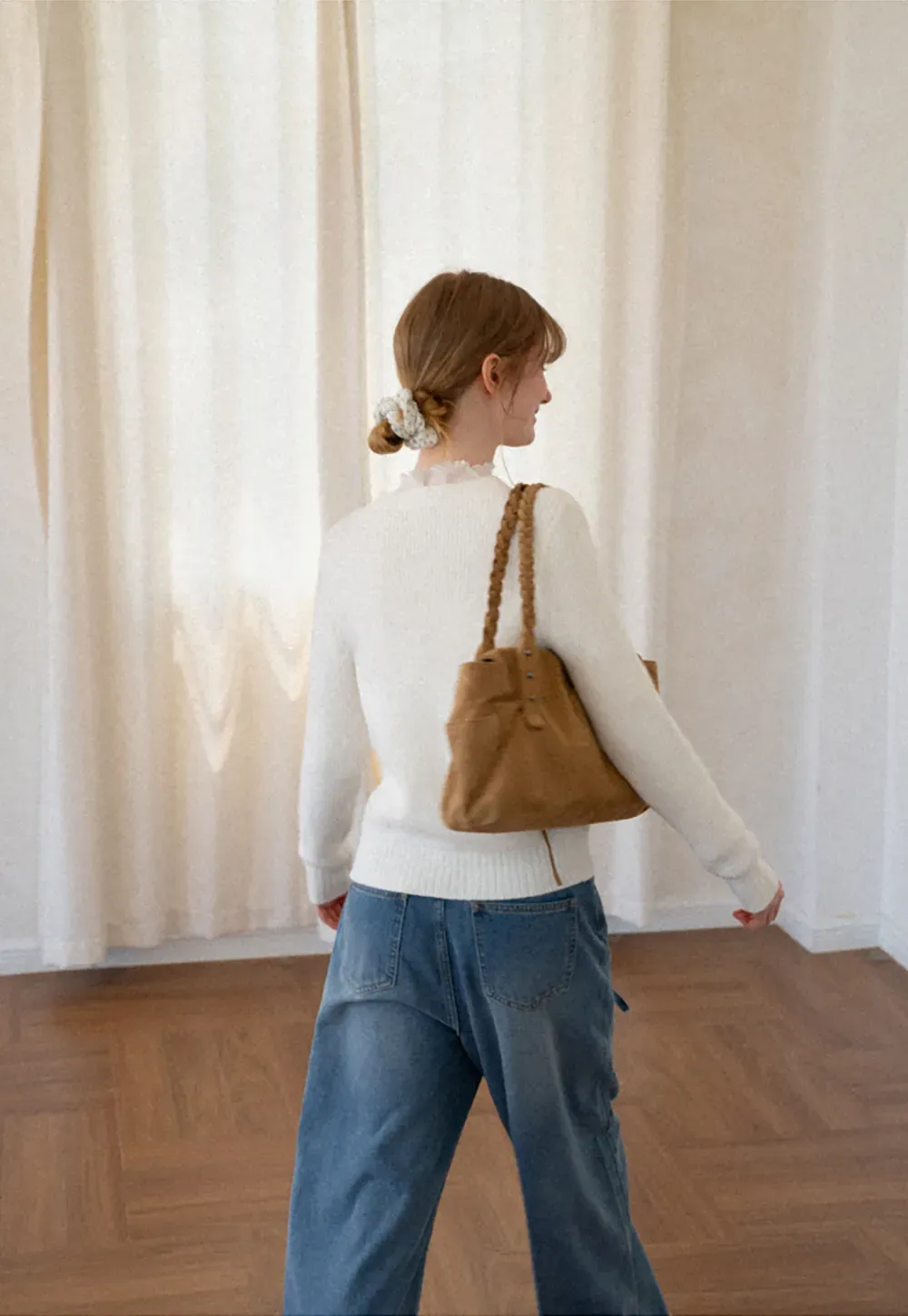Ribbed Knit Henley Neck Sweater
