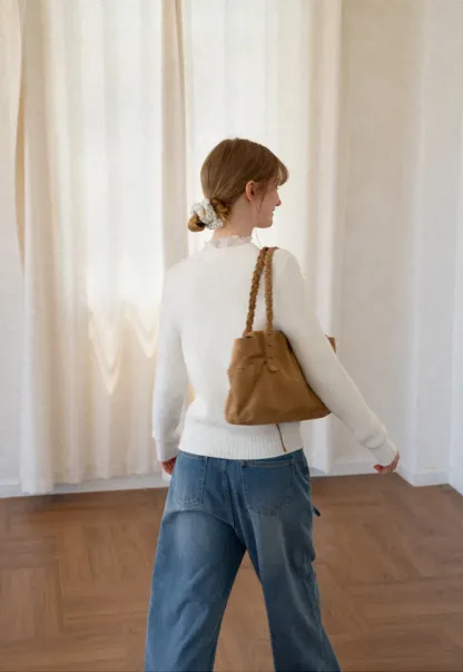 Ribbed Knit Henley Neck Sweater
