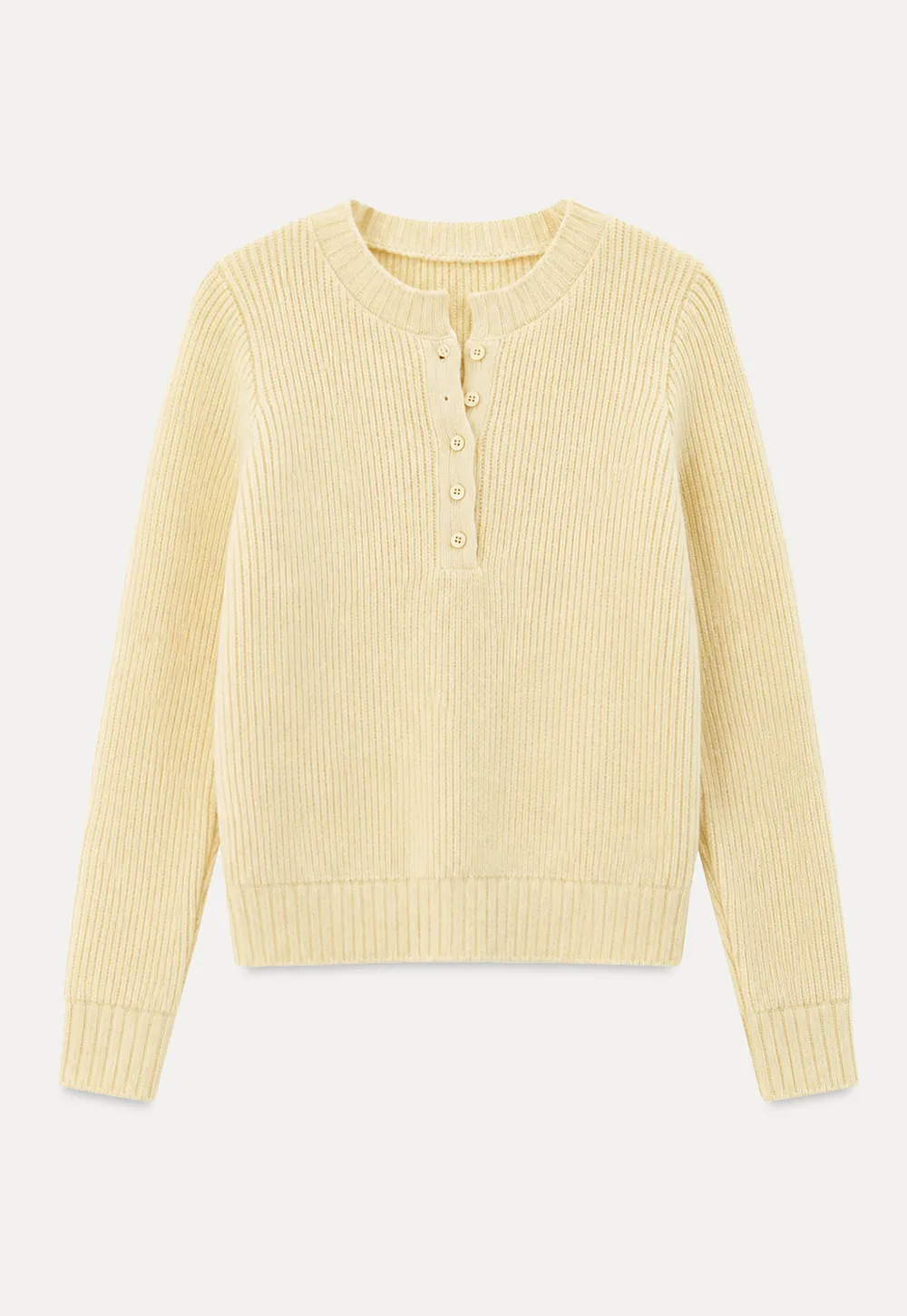 Ribbed Knit Henley Neck Sweater