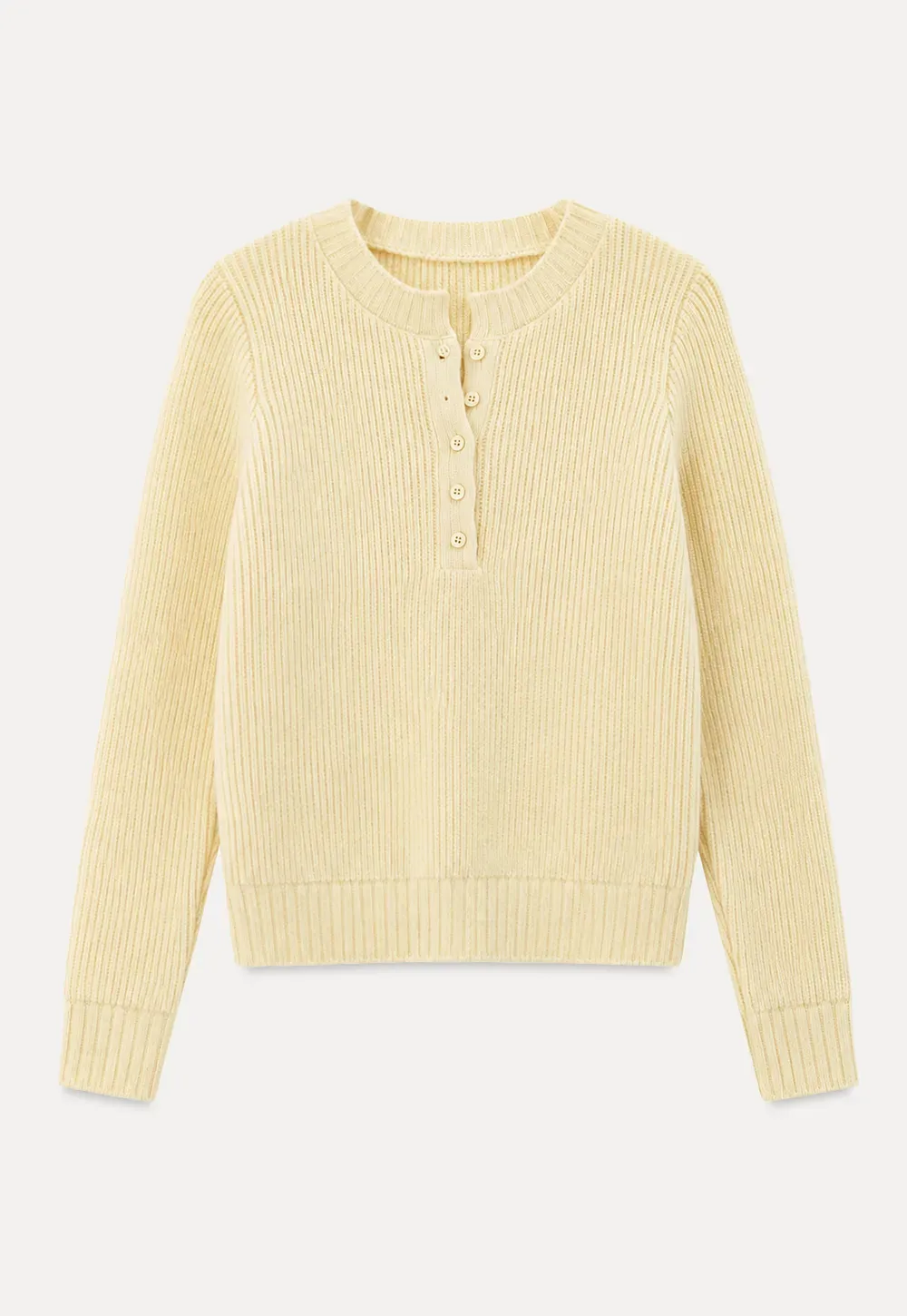 Ribbed Knit Henley Neck Sweater