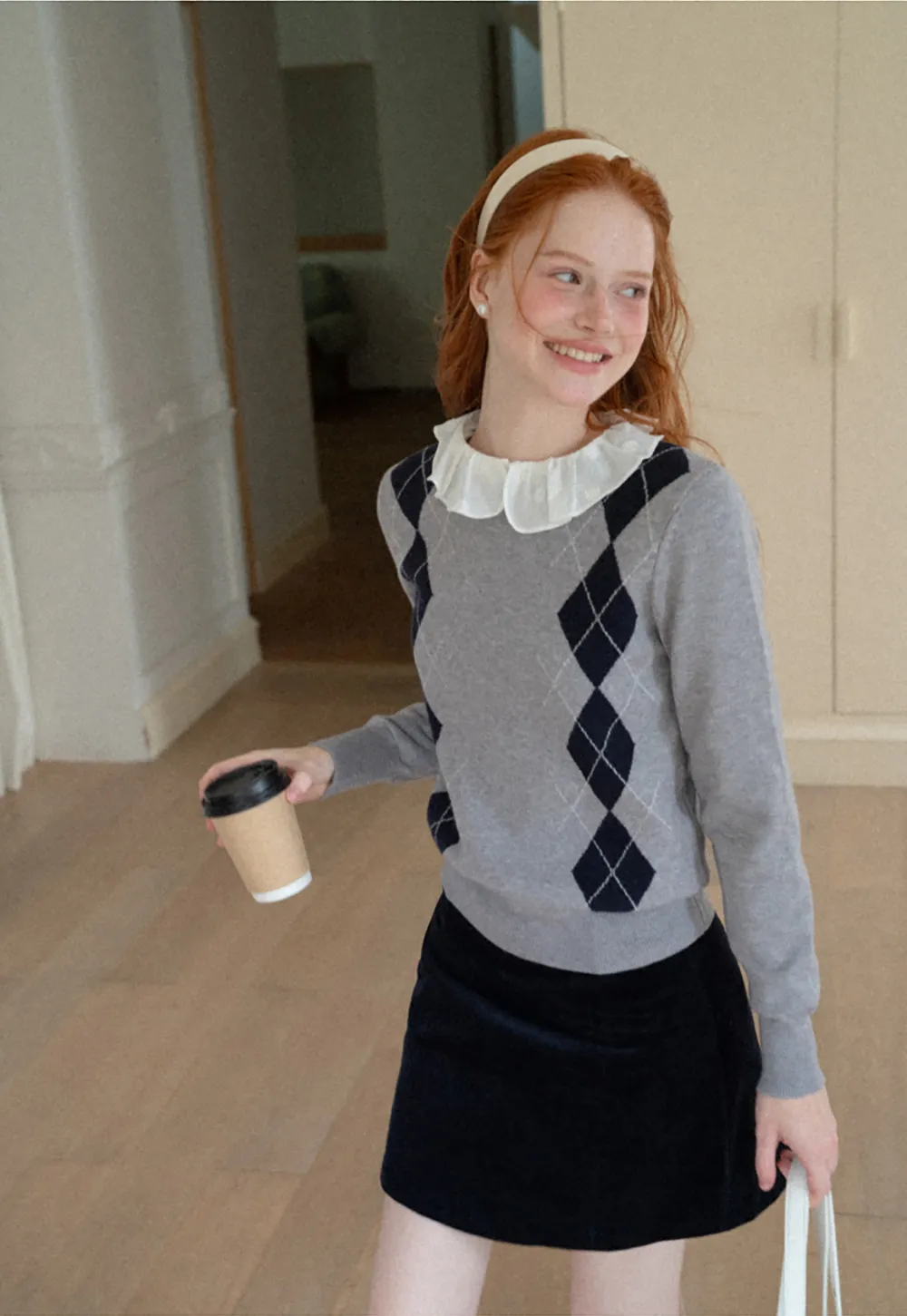 Contrast Trim Shoulder Detail Knit Sweater