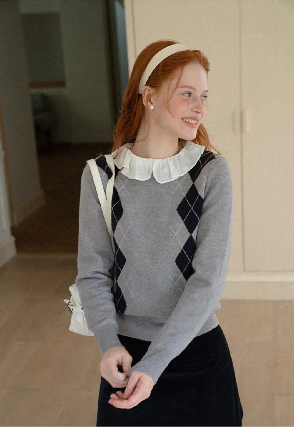 Contrast Trim Shoulder Detail Knit Sweater