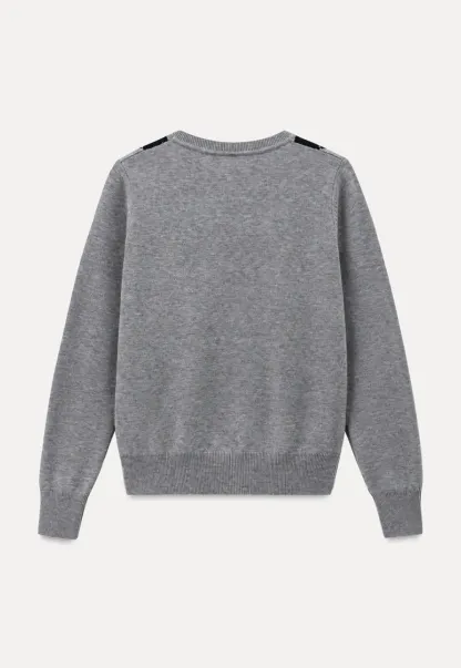 Contrast Trim Shoulder Detail Knit Sweater