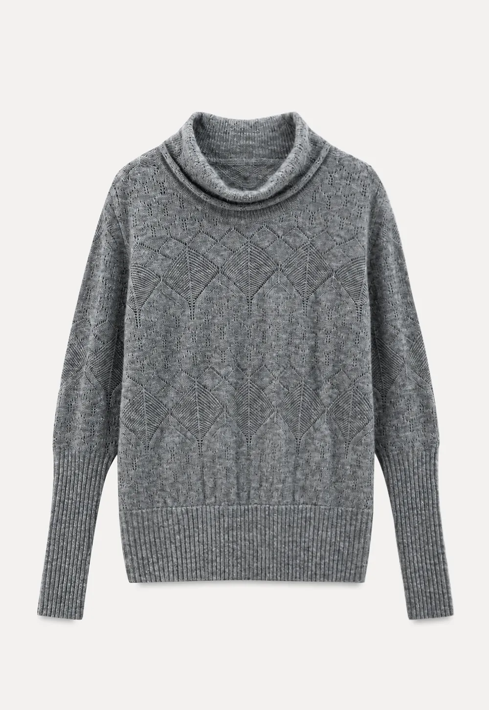 Ribbed Turtleneck with Diamond Lace Knit Sweater